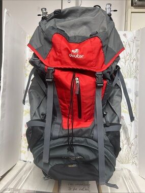 Men's Gray and Red   deuter  Hiking Backpack 42L